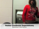 Desperatetranny Strokes in Public Bathroom